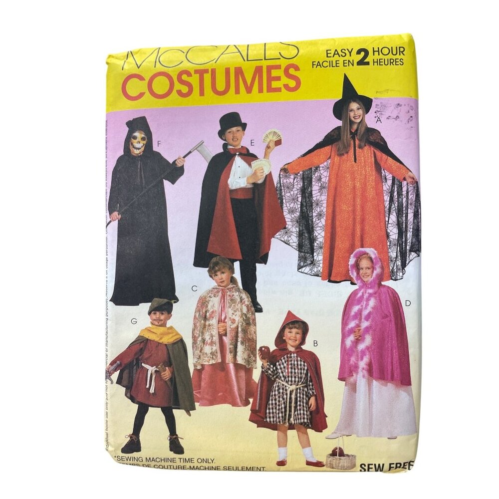 McCalls 2854 Easy Costumes All Sizes Cape Tunic Riding Hood Witch Pattern UNCUT